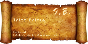 Iritz Britta névjegykártya